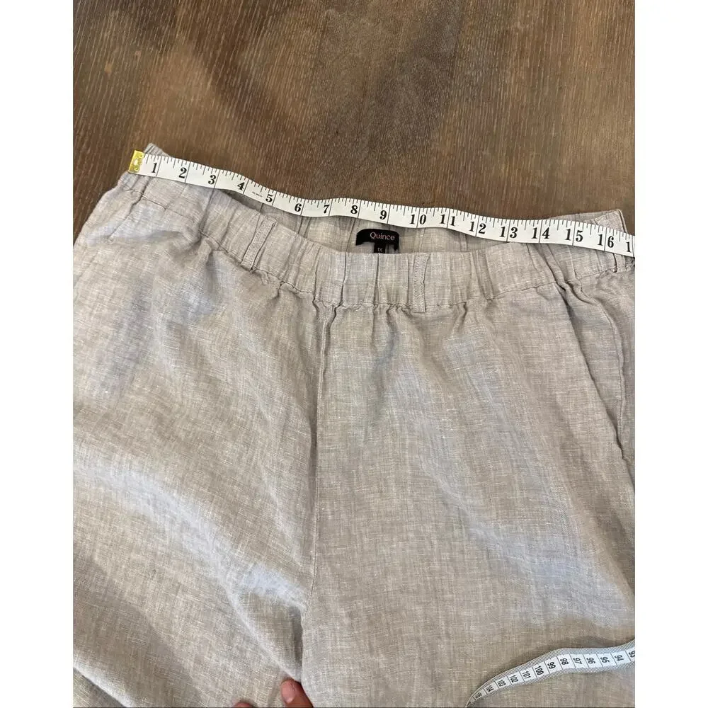 QUINCE Tan 100% Linen Loose Fit Pull On Goucho Pants Women 1X
